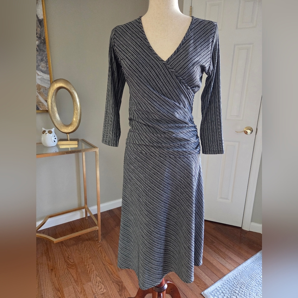 White House Black Market Striped Surplice Top Skirt Set Vintage